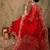 Red floral embroidered net sarees