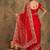Red floral embroidered net sarees