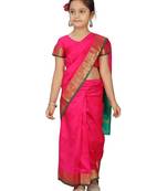 Pink girls woven design zari banarasi saree