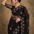 Black floral embroidered net saree