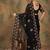 Black floral embroidered net saree