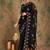 Black floral embroidered net saree