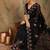 Black floral embroidered net saree