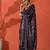 Black mirror work floral printed digital printed satin saree with blouse piece