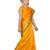 Yellow girls block print woven-design saree with blouse piece