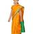 Yellow girls block print woven-design saree with blouse piece