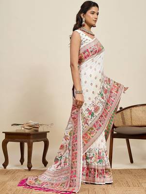 White woven design pashmina sarees 3