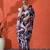 White mirror work floral printed digital printed satin saree with blouse piece