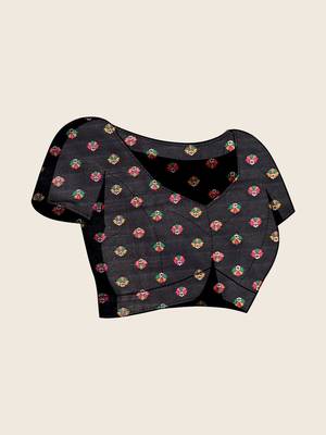 Black woven design pashmina sarees 5