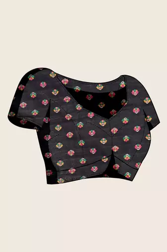Black woven design pashmina sarees