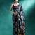 Black geometric printed saree with blouse piece
