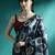 Black geometric printed saree with blouse piece