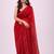 Red handloom khadi cotton traditional mirror work thread tassels sarees