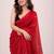 Red handloom khadi cotton traditional mirror work thread tassels sarees