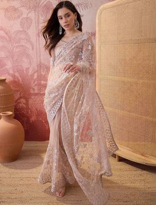 Beige embroidered  sarees 1