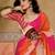 Orange printed chanderi ready to wear saree blouse piece