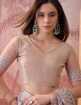 Beige embroidered  sarees 4