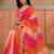 Orange printed chanderi ready to wear saree blouse piece