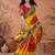 Red bandhani printed embroidered  gota lace sarees with unstitched blouse piece