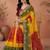 Red bandhani printed embroidered  gota lace sarees with unstitched blouse piece