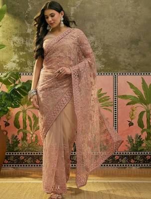 Pink embroidered  sarees 2