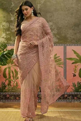 Pink embroidered  sarees