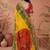 Red bandhani printed embroidered  gota lace sarees with unstitched blouse piece