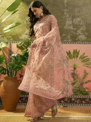 Pink embroidered  sarees 3