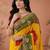 Red bandhani printed embroidered  gota lace sarees with unstitched blouse piece
