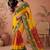 Red bandhani printed embroidered  gota lace sarees with unstitched blouse piece