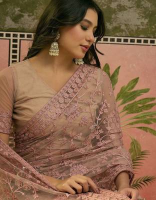 Pink embroidered  sarees 5