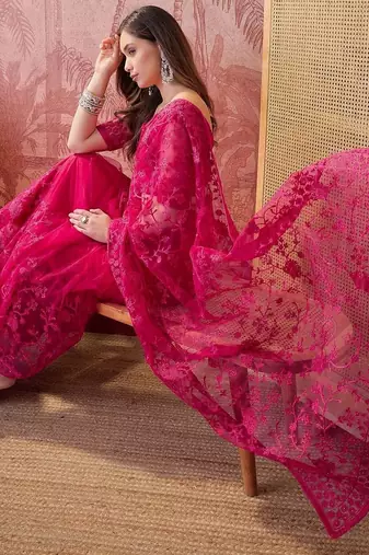 Pink embroidered  sarees