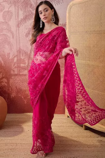 Pink embroidered  sarees