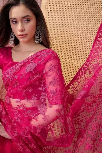 Pink embroidered  sarees