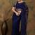 Navy blue navy blue floral embroidered net saree