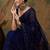 Navy blue navy blue floral embroidered net saree