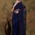 Navy blue navy blue floral embroidered net saree