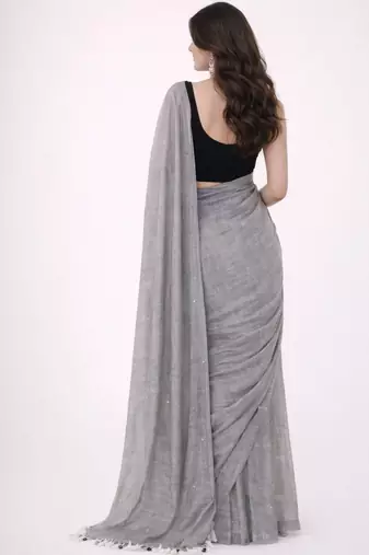 Maroon handloom khadi cotton traditional mirror work thread tassels sarees