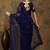 Navy blue navy blue floral embroidered net saree