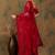 Red red floral embroidered saree