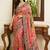 Pink floral embroidered  chiffon heavy work saree