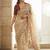 Cream embellished sequinned tissue heavy work saree