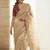 Cream embellished sequinned tissue heavy work saree