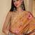 Orange floral printed  linen sarees with blouse piece