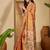Orange floral printed  linen sarees with blouse piece