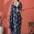 Blue ready to wear satin floral digital printed saree