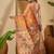 Orange floral printed  linen sarees with blouse piece