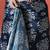 Blue ready to wear satin floral digital printed saree