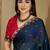 Teal floral embroidered sarees with unstitched blouse piece