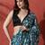 Blue ready to wear satin floral digital printed saree